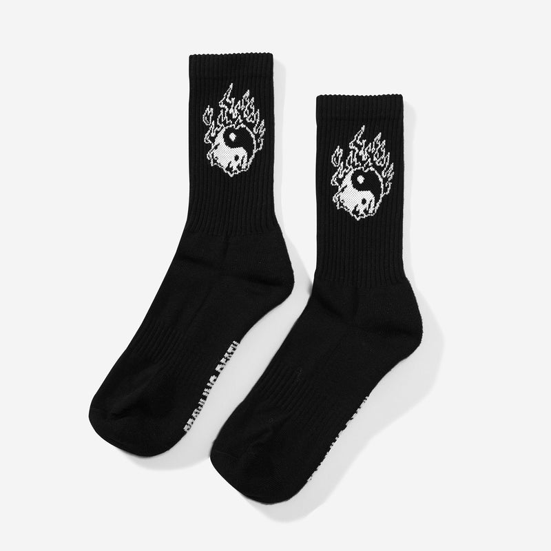 Yin Yang Flames Socks - Black