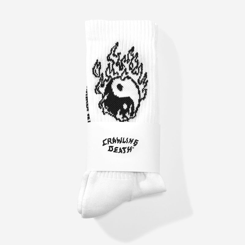 Yin Yang Flames Socks - White