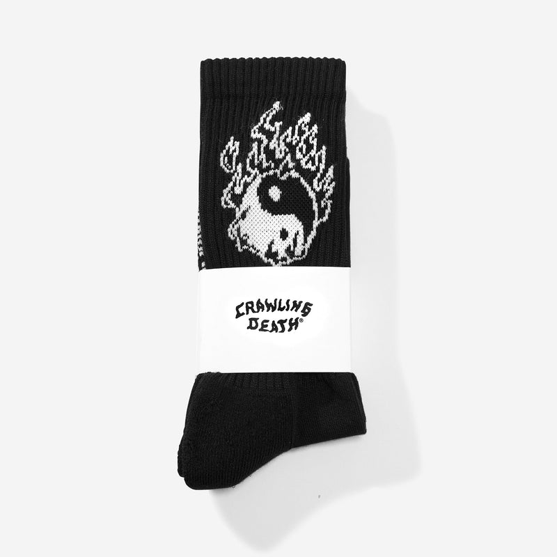 Yin Yang Flames Socks - Black