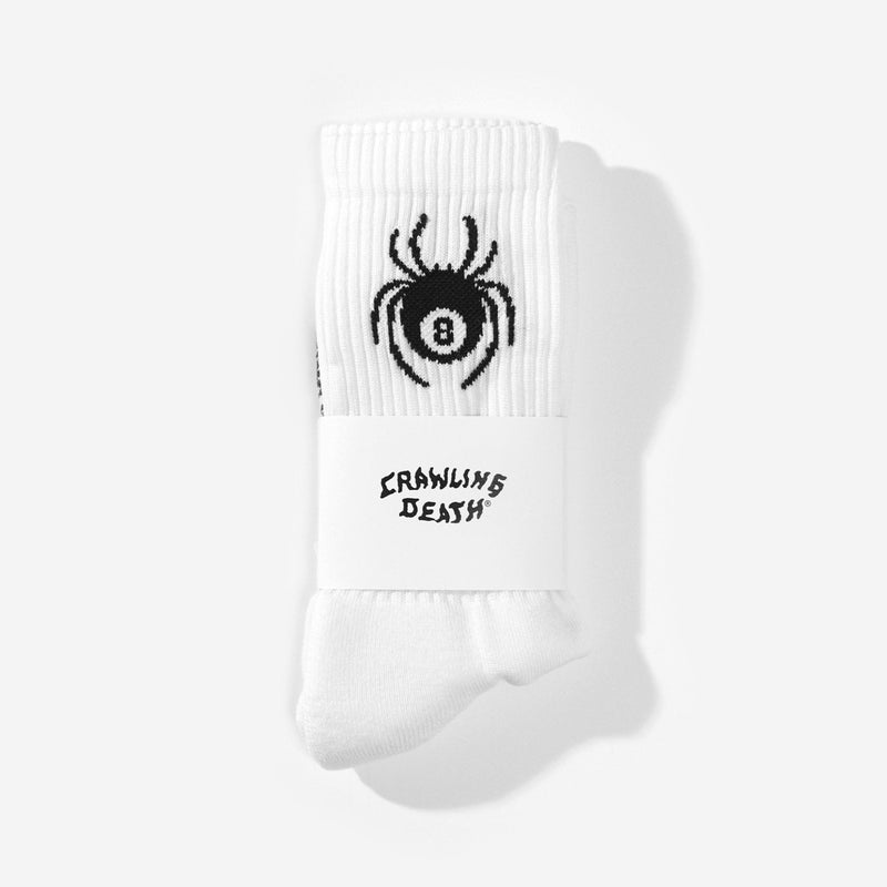 8-Ball Spider Socks - White