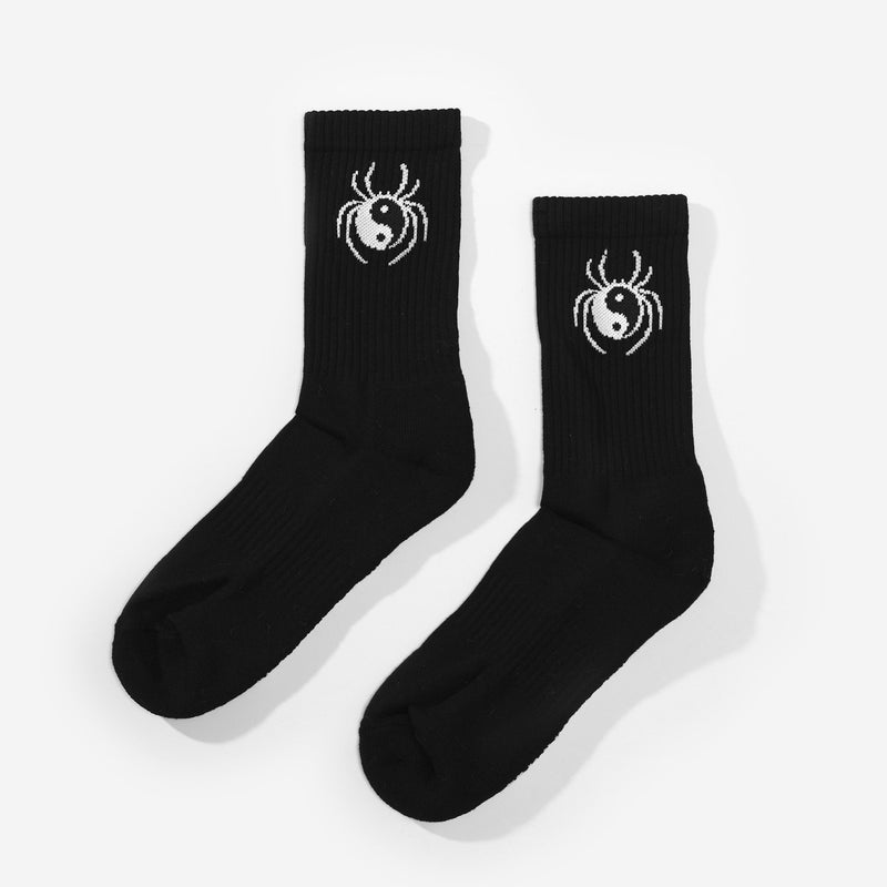 Yin Yang Spider Socks - Black