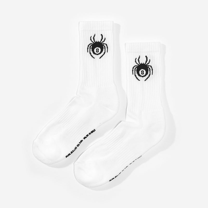 8-Ball Spider Socks - White